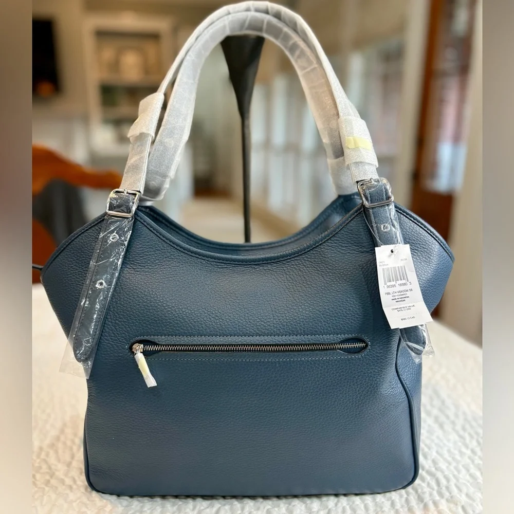 Coach Meadow New with Tags Denim Pebbled Leather Shoulder Bag + authenticity 📝 - Picture 2 of 16